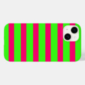 Neon Green & Pink Striped iPhone Case – Customize (Achterkant (horizontaal))