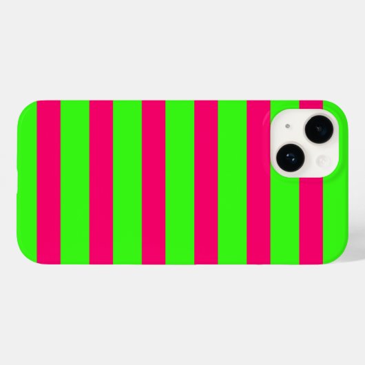 Neon Green & Pink Striped iPhone Case – Customize (Achterkant (horizontaal))