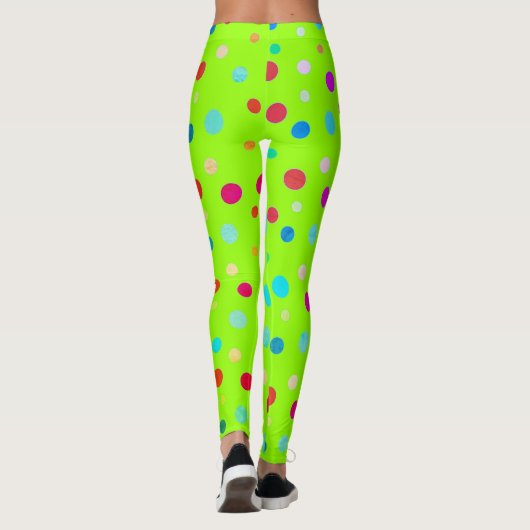 Neon Green Polka Dot Leggings (Achterkant)
