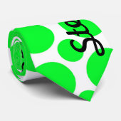 Neon Green Polka Dots Stropdas (Opgerold)