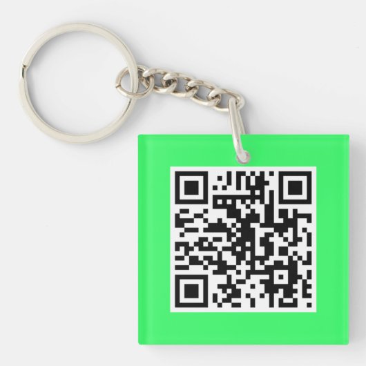 Neon Green QR CODE Aangepast Sleutelhanger (voorkant)
