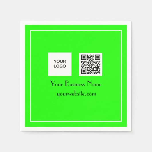 Neon Green QR Code Business Logo Minimalist Servet (Voorkant)