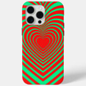 Neon Green Red Hypnotic Heart Love Patroon Case-Mate iPhone Case (Achterkant)