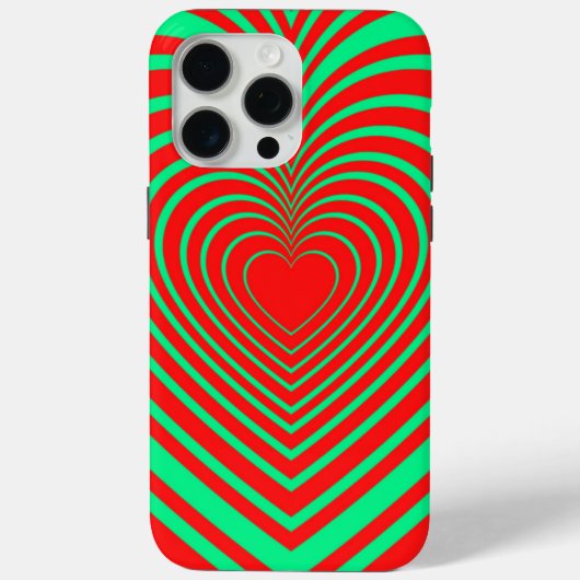 Neon Green Red Hypnotic Heart Love Patroon Case-Mate iPhone Case (Achterkant)