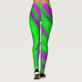 neon green - roze golven leggings (Achterkant)