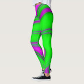 neon green - roze golven leggings (Links)