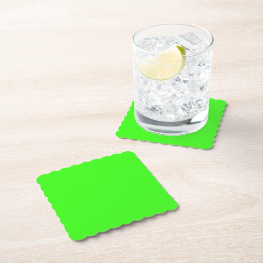 Neon Green Scalloped Square Kartonnen Onderzetters (Insitu)
