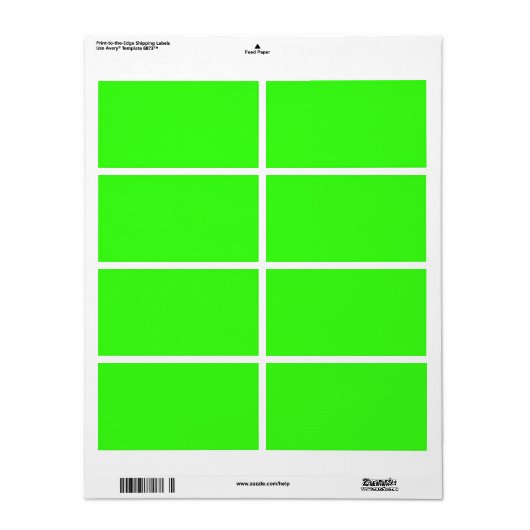 Neon Green Shipping Labels (Customizable) (Full Sheet)