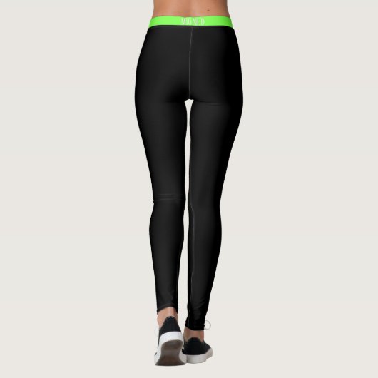 Neon Green Side Stripe Zwart Leggings Uw kleuren (Achterkant)