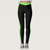 Neon Green Side Stripe Zwarte Leggings Kies Kleur (Voorkant)