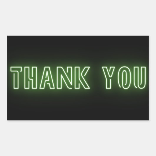Neon Green Sign Trendy Bedankt Rechthoekige Sticker (Voorkant)