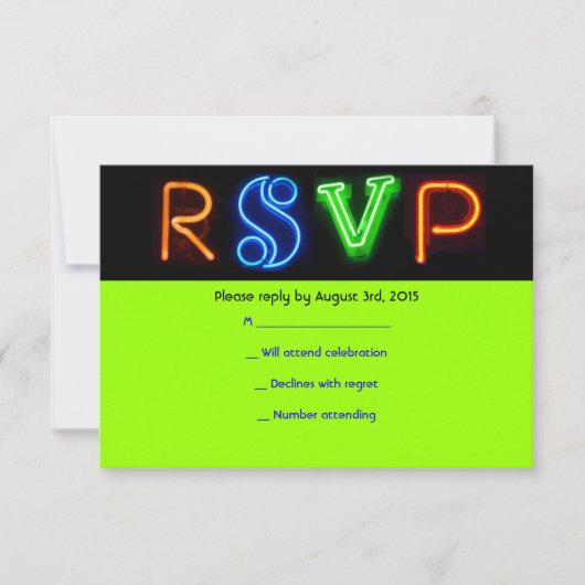 NEON GREEN SIGNS Bar Bat Mitzvah RSVP-kaart RSVP Kaartje (Voorkant)