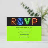 NEON GREEN SIGNS Bar Bat Mitzvah RSVP-kaart RSVP Kaartje (Staand voorkant)