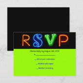 NEON GREEN SIGNS Bar Bat Mitzvah RSVP-kaart RSVP Kaartje (Voorkant / Achterkant)