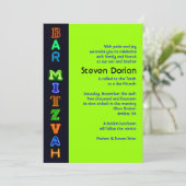 NEON GREEN SIGNS Bar Bat Mitzvah Uitnodiging (Staand voorkant)