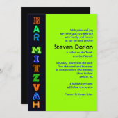 NEON GREEN SIGNS Bar Bat Mitzvah Uitnodiging (Voorkant / Achterkant)