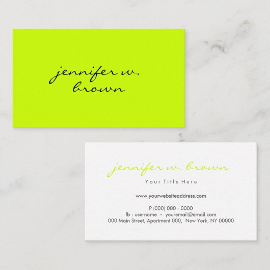Neon green simpel visitekaartje (Voorkant / Achterkant)