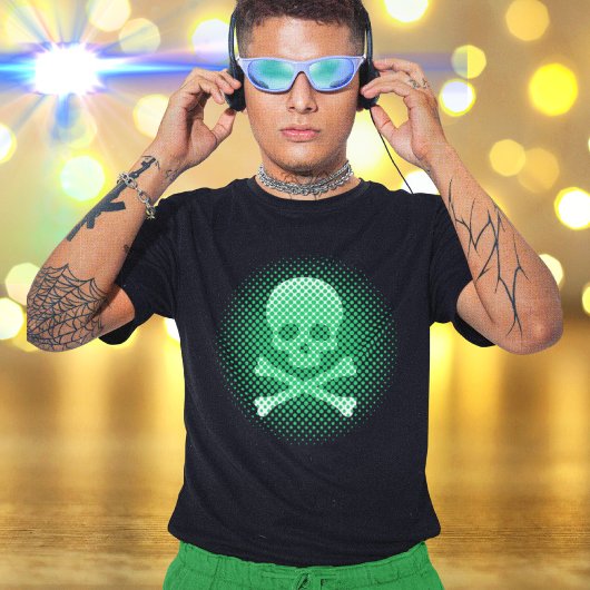 Neon Green Skull en Crossbones Gamer Gaming Cool T-shirt