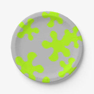 neon green slib grijs pret kinder papieren bordje