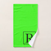 Neon Green Solid Bright Monogram Initiaal Kleurrij Bad Handdoek (Handdoek)