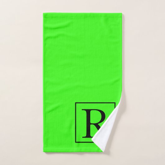 Neon Green Solid Bright Monogram Initiaal Kleurrij Bad Handdoek (Handdoek)