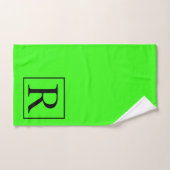Neon Green Solid Bright Monogram Initiaal Kleurrij Bad Handdoek (Handdoek)