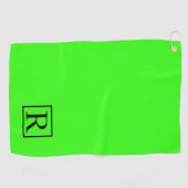 Neon Green Solid Bright Monogram Initiaal Kleurrij Golfhanddoek (Horizontaal)