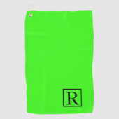Neon Green Solid Bright Monogram Initiaal Kleurrij Golfhanddoek (Voorkant)
