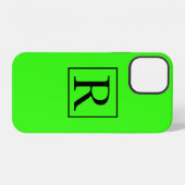 Neon Green Solid Colorful Bright Monogram Initiale iPhone Hoesje (Achterkant horizontaal)