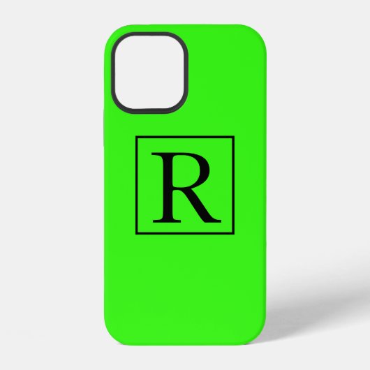 Neon Green Solid Colorful Bright Monogram Initiale iPhone Hoesje (Achterkant)