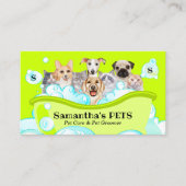 Neon Green Spa Sitter Groom PetCare Bathing Visitekaartje (Voorkant)