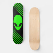 Neon Green Space Alien Head Skateboard (Voorkant)