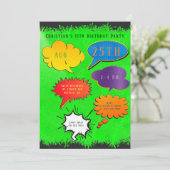 Neon Green Speech Bubble Boy Girl Kaart (Staand voorkant)