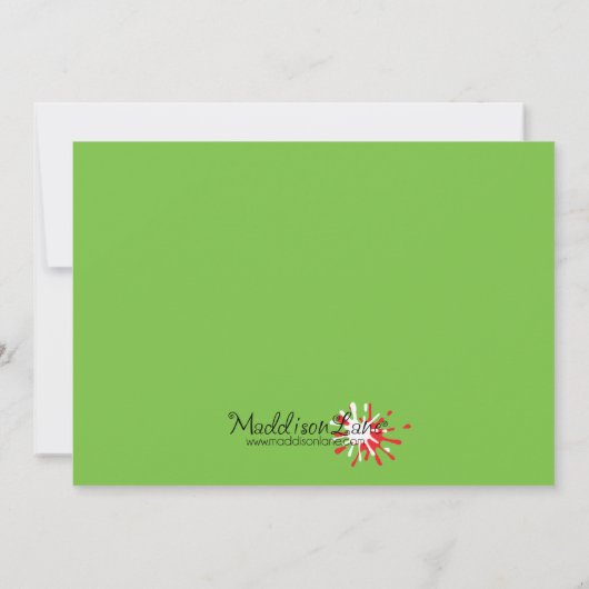 Neon Green Split Splat Custom Paintball Party Kaart (Achterkant)