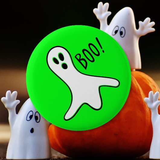 Neon Green Spooky Boo Ghost Kinder Halloween Costu Ronde Button 5,7 Cm