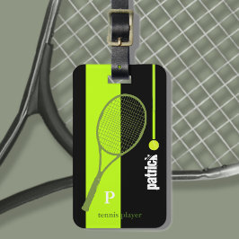Neon Green Sport Tennis gepersonaliseerd Bagagelabel