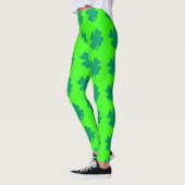 Neon Green St Patrick's Day Shamrock Leaf Cute Leggings (Links)