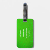 Neon Green Water Druppelt Abstracte Monogram Initi Bagagelabel (Achterkant verticaal)