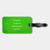 Neon Green Water Druppelt Abstracte Monogram Initi Bagagelabel (Achterkant horizontaal)