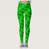 Neon Green Wavy Lines Leggings (Voorkant)