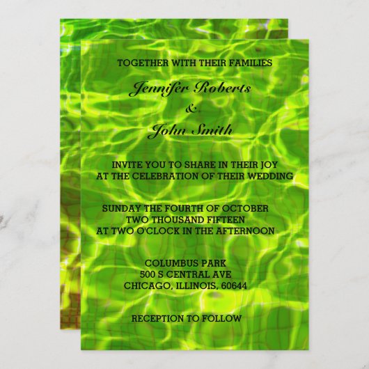 Neon Green Wedding Water Abstracte artistieke held Kaart (Voorkant / Achterkant)