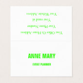 Neon Green White Custom Colour Weddenschap Event C Visitekaartje (Buitenkant ongevouwen)