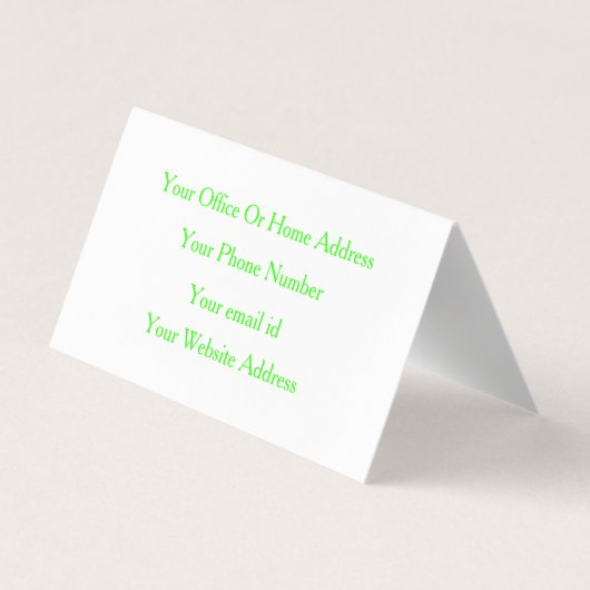Neon Green White Custom Colour Weddenschap Event C Visitekaartje (Achterkant)