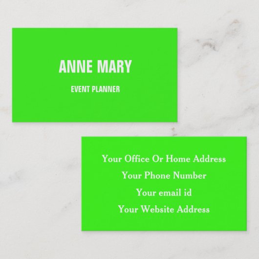 Neon Green White - evenementen met kleurrijke brui Visitekaartje (Voorkant / Achterkant)