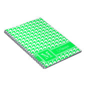 Neon Green White Houndstooth | Modern monogram Notitieboek (Rechterzijde)