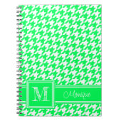 Neon Green White Houndstooth | Modern monogram Notitieboek (Voorkant)
