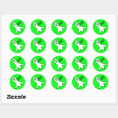 Neon Green White Spooky Ghost Kinder Halloween Par Ronde Sticker (Vel)