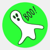 Neon Green White Spooky Ghost Kinder Halloween Par Ronde Sticker (Voorkant)