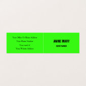 Neon Green White, whitebruiloft, gebeurtenissenpla Visitekaartje (Buitenkant ongevouwen)