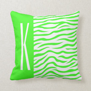 Neon Green & White Zebra Stripes Dierenprint Kussen
